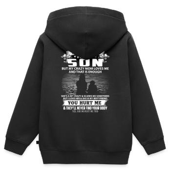 Humorvolles Spruchdesign zur Mutterliebe - Kinder Premium Organic Zip Hoodie - Schwarz - Hinten - AI Model Kid Male (0cm)