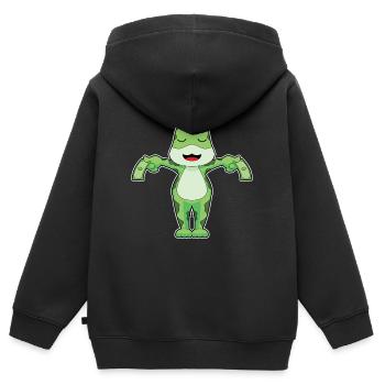 Billet de banque grenouille - Sweat Premium à capuche zippé enfant bio - noir - Dos - AI Model Kid Male (0cm)