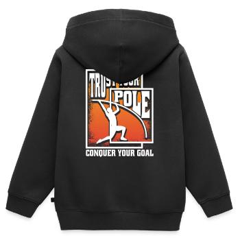 Stabhochsprung Trust your pole conquer your goal - Kinder Premium Organic Zip Hoodie - Schwarz - Hinten - AI Model Kid Male (0cm)