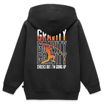 Stabhochsprung Stabspringer Gravity checks out - Kinder Premium Organic Zip Hoodie - Schwarz - Hinten - AI Model Kid Male (0cm)