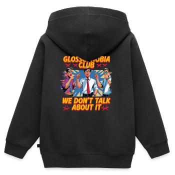 Glossophobie Glossophobie Anxiété de la parole - Sweat Premium à capuche zippé enfant bio - noir - Dos - AI Model Kid Male (0cm)