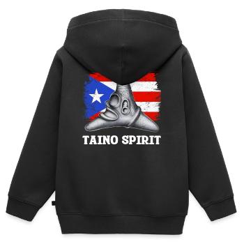 Taino Boricua Cemi Symbol - Kinder Premium Organic Zip Hoodie - Schwarz - Hinten - AI Model Kid Male (0cm)