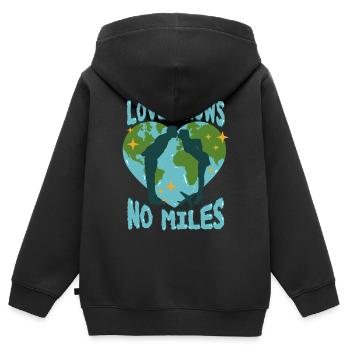 Fernbeziehung Love Knows No Miles - Kinder Premium Organic Zip Hoodie - Schwarz - Hinten - AI Model Kid Male (0cm)