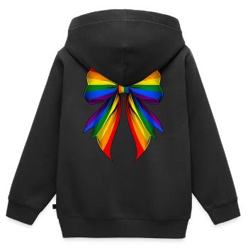Coquette Bow Gay Pride LGBTQ - Sweat Premium à capuche zippé enfant bio - noir - Dos - AI Model Kid Male (0cm)