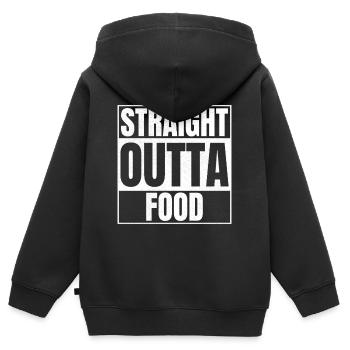 STRAIGHT OUTTA Food - Kinder Premium Organic Zip Hoodie - Schwarz - Hinten - AI Model Kid Male (0cm)
