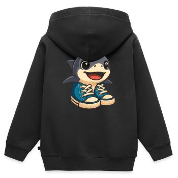 Tralalero-Tralala Italienisch-Hirnrot Lustig Gen Z - Kinder Premium Organic Zip Hoodie - Schwarz - Hinten - AI Model Kid Male (0cm)