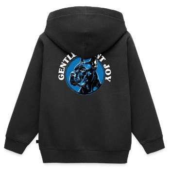 Cane Corso Hund Gentle Giant Joy - Kinder Premium Organic Zip Hoodie - Schwarz - Hinten - AI Model Kid Male (0cm)