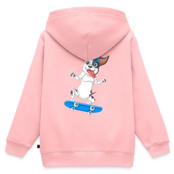 Energisches Skateboarden Französische Bulldogge Design - Kinder Premium Organic Zip Hoodie - Rosa - Hinten - AI Model Kid Female (0cm)