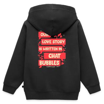 Fernbeziehung Love Story Wirtten In Chat Bubbles - Kinder Premium Organic Zip Hoodie - Schwarz - Hinten - AI Model Kid Male (0cm)