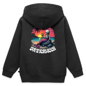 Sirène Sirènes Summerween - Sweat Premium à capuche zippé enfant bio - noir - Dos - AI Model Kid Male (0cm)
