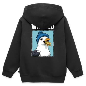 Wanted Frites Seagull - Sweat Premium à capuche zippé enfant bio - noir - Dos - AI Model Kid Male (0cm)