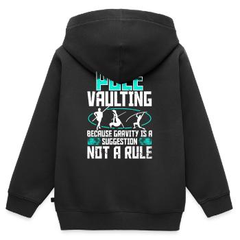 Stabhochsprung gravity is a suggestion not a rule - Kinder Premium Organic Zip Hoodie - Schwarz - Hinten - AI Model Kid Male (0cm)