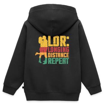 Fernbeziehung Longing Distance Repeat - Kinder Premium Organic Zip Hoodie - Schwarz - Hinten - AI Model Kid Male (0cm)