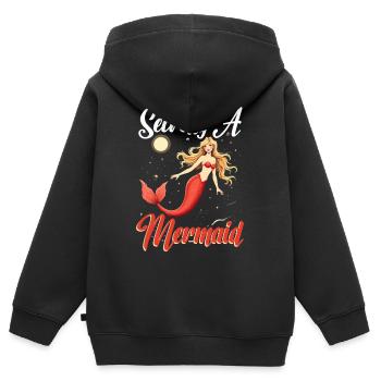 Sirène Sirène Secrètement Une Sirène - Sweat Premium à capuche zippé enfant bio - noir - Dos - AI Model Kid Male (0cm)