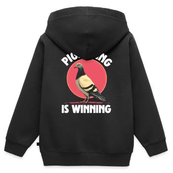 Tauben Taubenzüchter Pigeoning is winning - Kinder Premium Organic Zip Hoodie - Schwarz - Hinten - AI Model Kid Male (0cm)