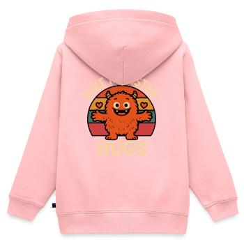 Kostenlose Monster-Umarmungen Retro Kawaii - Kinder Premium Organic Zip Hoodie - Rosa - Hinten - AI Model Kid Female (0cm)