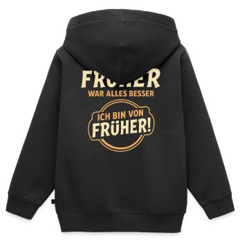 Avant, tout allait mieux, - Sweat Premium à capuche zippé enfant bio - noir - Dos - AI Model Kid Male (0cm)