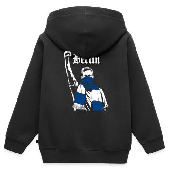 Berliner Demonstration Motiv - Kinder Premium Organic Zip Hoodie - Schwarz - Hinten - AI Model Kid Male (0cm)