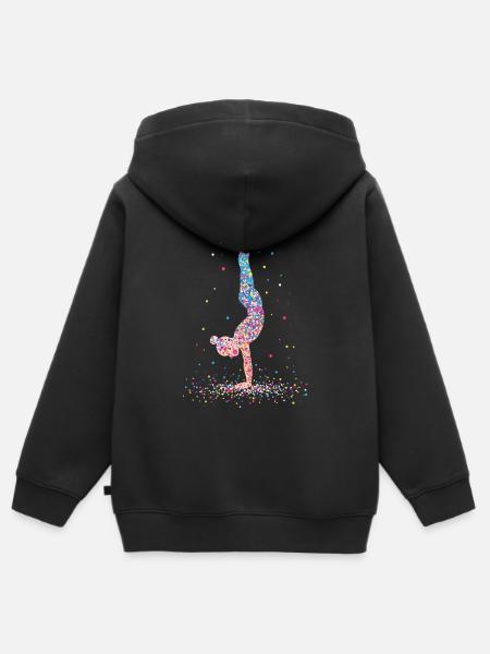 Gymnastik Gymnastaste Akrobatik – Silhouette - Kinder Premium Organic Zip Hoodie - Schwarz