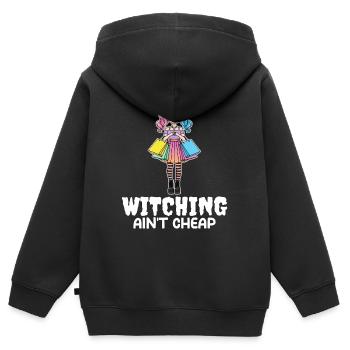 HEXEREI IST NICHT BILLIG - HEXEREI HALLOWEEN - Kinder Premium Organic Zip Hoodie - Schwarz - Hinten - AI Model Kid Male (0cm)