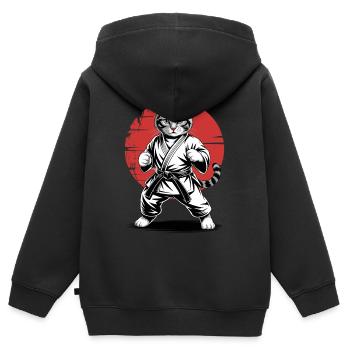 Karate, Judo, Japanischer Kampfsport, Katze - Kinder Premium Organic Zip Hoodie - Schwarz - Hinten - AI Model Kid Male (0cm)