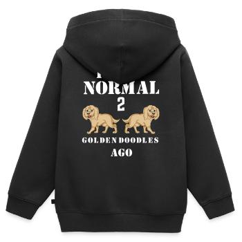 T-shirt fantaisiste Golden Doodle Humour - Sweat Premium à capuche zippé enfant bio - noir - Dos - AI Model Kid Male (0cm)