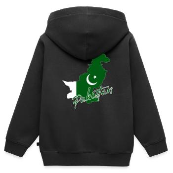Karte von Pakistan, Flagge Pakistans - Kinder Premium Organic Zip Hoodie - Schwarz - Hinten - AI Model Kid Male (0cm)