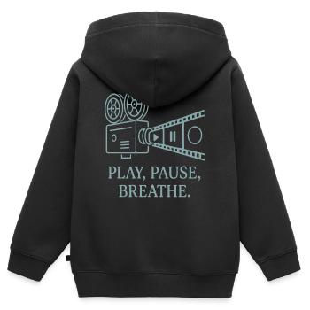 Kreatives Filmmotiv mit Slogan - Kinder Premium Organic Zip Hoodie - Schwarz - Hinten - AI Model Kid Male (0cm)