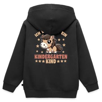 Je suis maintenant un enfant de maternelle 2025 Maternelle - Sweat Premium à capuche zippé enfant bio - noir - Dos - AI Model Kid Male (0cm)