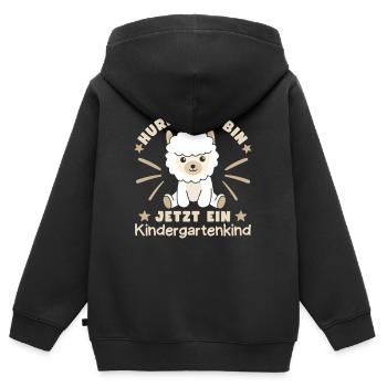 Hurray I'm a Kindergartener Now Alpaca - Kids Premium Organic Zip-up Hoodie - black - Back - AI Model Kid Male (0cm)