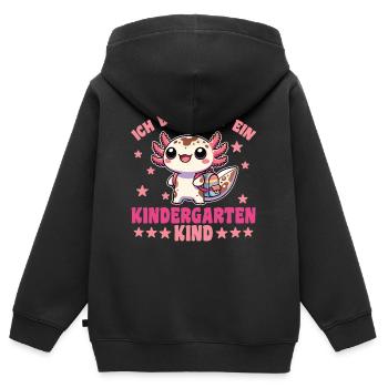 ich bin jetzt ein Kindergartenkind Kindergarten - Kinder Premium Organic Zip Hoodie - Schwarz - Hinten - AI Model Kid Male (0cm)