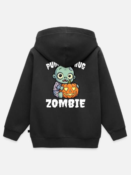 CÂLIN CITROUILLE ZOMBIE - ZOMBIE HALLOWEEN - Sweat Premium à capuche zippé enfant bio - noir