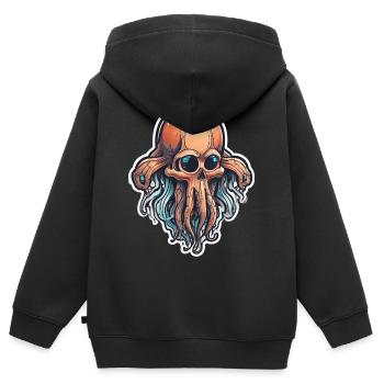 Crâne de Calmar Écologique - Sweat Premium à capuche zippé enfant bio - noir - Dos - AI Model Kid Male (0cm)