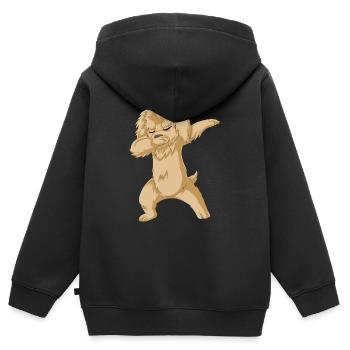 Griffonnage doré - Sweat Premium à capuche zippé enfant bio - noir - Dos - AI Model Kid Male (0cm)