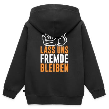 Majorque LET’S STAY STRANGERS Fun - Sweat Premium à capuche zippé enfant bio - noir - Dos - AI Model Kid Male (0cm)