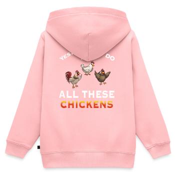 Humorvolle Hühnerillustration Aussage - Kinder Premium Organic Zip Hoodie - Rosa - Hinten - AI Model Kid Female (0cm)