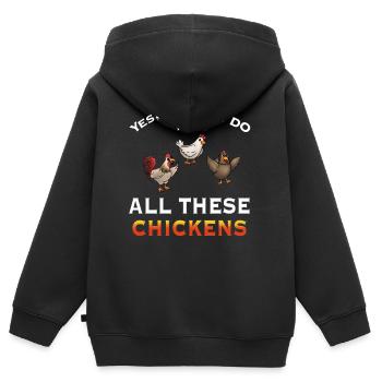 Humorvolle Hühnerillustration Aussage - Kinder Premium Organic Zip Hoodie - Schwarz - Hinten - AI Model Kid Male (0cm)