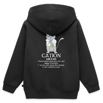 Verspieltes akademisches Katzen-T-Shirt - Kinder Premium Organic Zip Hoodie - Schwarz - Hinten - AI Model Kid Male (0cm)