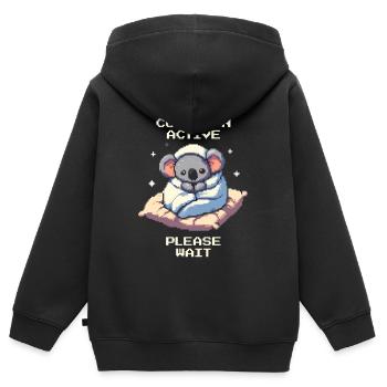 Refroidissement social actif | Humour introverti - Sweat Premium à capuche zippé enfant bio - noir - Dos - AI Model Kid Male (0cm)