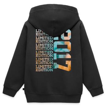 ÉDITION LIMITÉE 2017 9 ANS 9E ANNIVERSAIRE - Sweat Premium à capuche zippé enfant bio - noir - Dos - AI Model Kid Male (0cm)