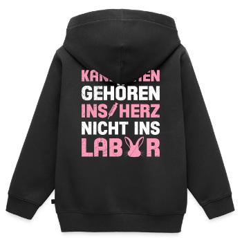 KANINCHEN GEHÖREN INS HERZ NICHT LABOR Gegen - Kinder Premium Organic Zip Hoodie - Schwarz - Hinten - AI Model Kid Male (0cm)