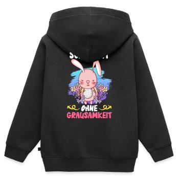 Tierwohl SCHÖNHEIT OHNE GRAUSAMKEIT LUSTIG - Kinder Premium Organic Zip Hoodie - Schwarz - Hinten - AI Model Kid Male (0cm)