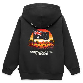 Achievement: Outback überlebt | Australien - Kinder Premium Organic Zip Hoodie - Schwarz - Hinten - AI Model Kid Male (0cm)