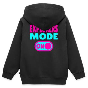 Mode Explorateurs ON – Pour les explorateurs du monde réel - Sweat Premium à capuche zippé enfant bio - noir - Dos - AI Model Kid Male (0cm)