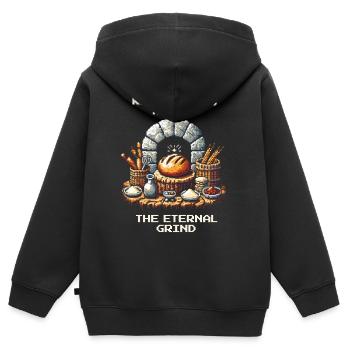 Kneten, Backen, Repeat | Brot backen Humor - Kinder Premium Organic Zip Hoodie - Schwarz - Hinten - AI Model Kid Male (0cm)