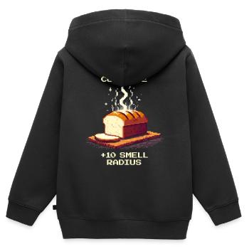 Crafting fertig: +10 Duft-Radius | Brot Humor - Kinder Premium Organic Zip Hoodie - Schwarz - Hinten - AI Model Kid Male (0cm)