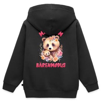 Future maman MAMAN EN MODE OURS Drôle - Sweat Premium à capuche zippé enfant bio - noir - Dos - AI Model Kid Male (0cm)