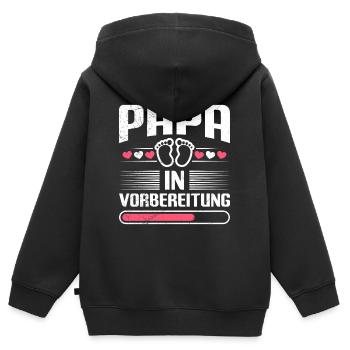 PAPA EN PRÉPARATION Paternité Drôle - Sweat Premium à capuche zippé enfant bio - noir - Dos - AI Model Kid Male (0cm)