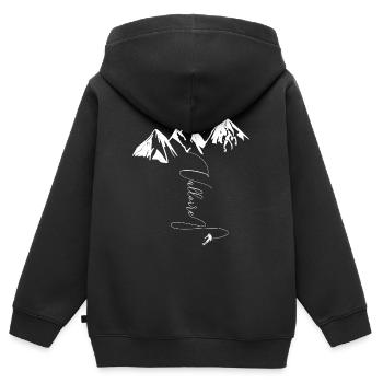 Valloire Alpes Francaise Haute Savoie - Sweat Premium à capuche zippé enfant bio - noir - Dos - AI Model Kid Male (0cm)