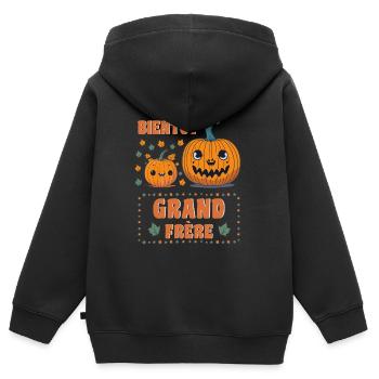 Soon Big Brother Halloween Newborn Gift - Kids Premium Organic Zip-up Hoodie - black - Back - AI Model Kid Male (0cm)